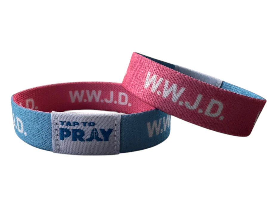 Tap To Pray™ Wristbands - Blue & PInk WWJD